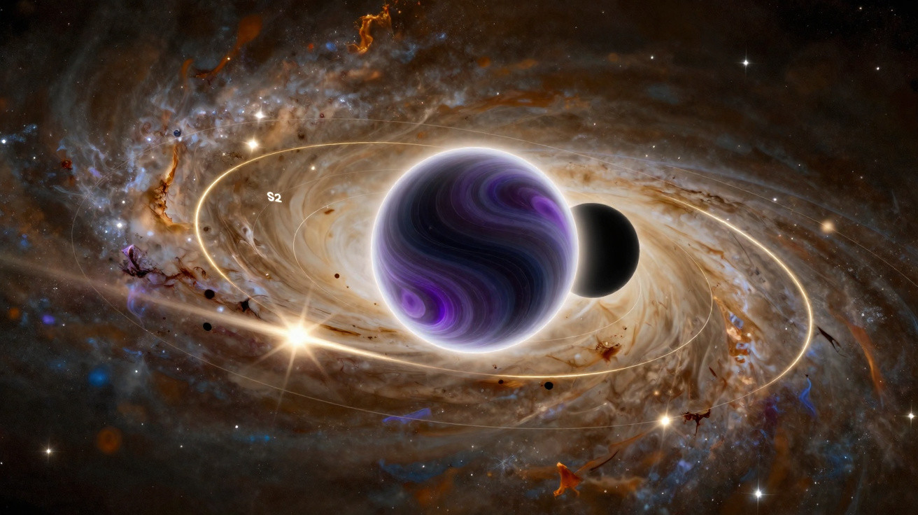 Planetas e estrelas cercados por anéis luminosos em uma ilustração artística do espaço sideral.